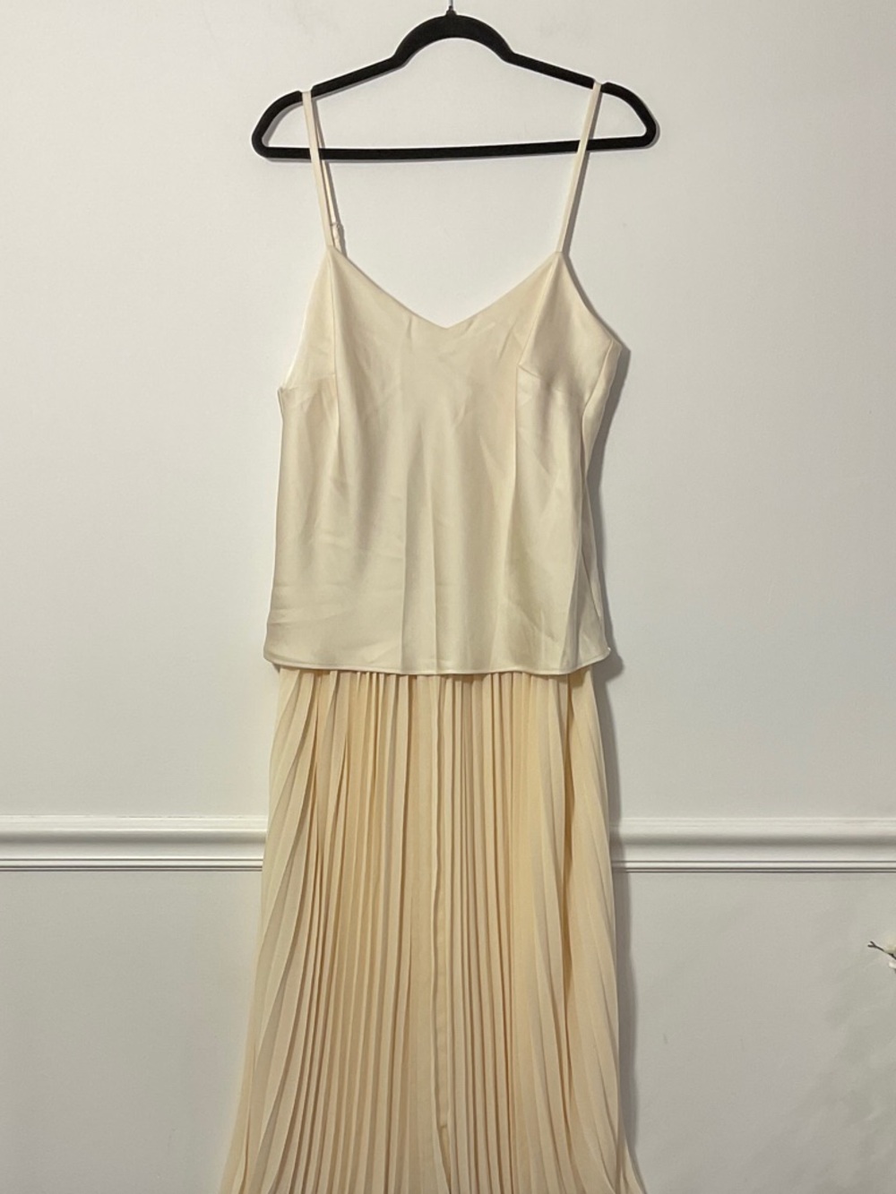 Avec Les Filles Cream Pleated Maxi Dress